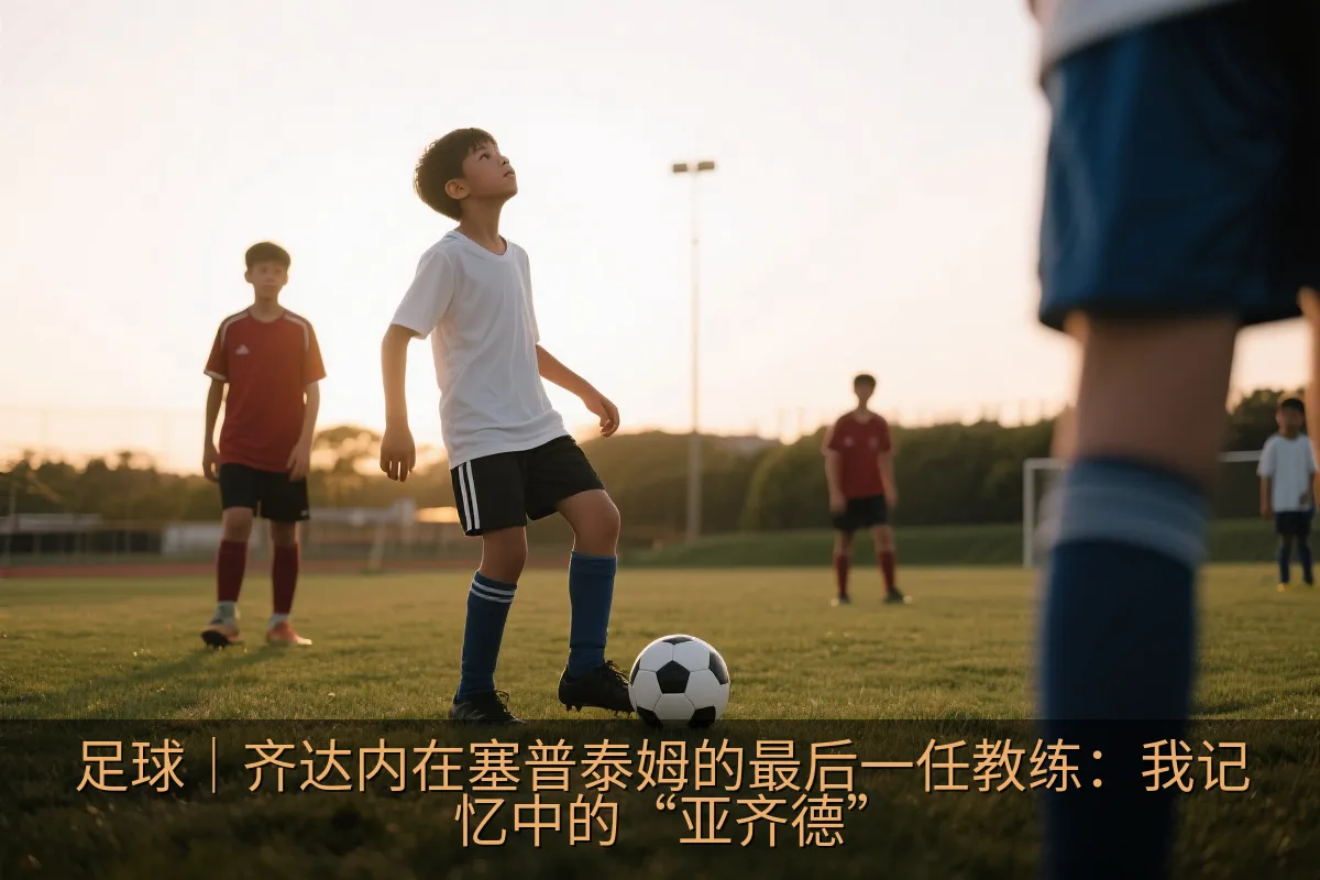 青年足球比赛中一名中场球员抬头观察并控球